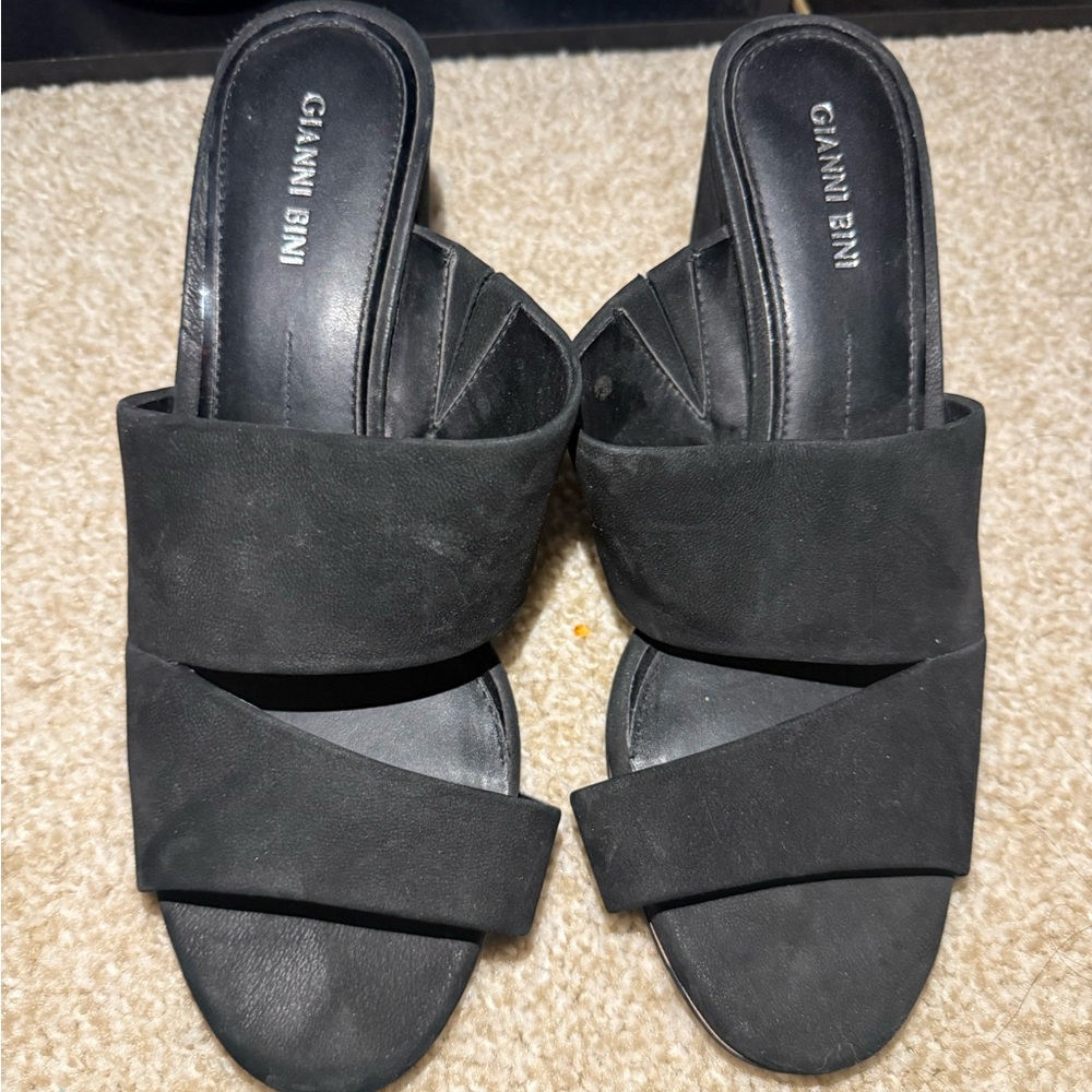 Gianni Bini Black Mules with Suede Finish